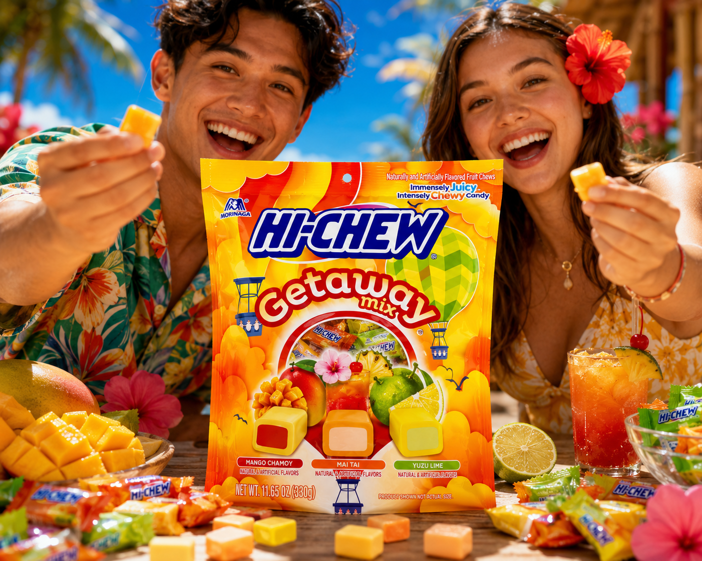HI-CHEW Getaway Mix Tropical Fruit Chewy Candy Variety Pack – Mango Chamoy, Mai Tai & Yuzu Lime (11.65 oz)