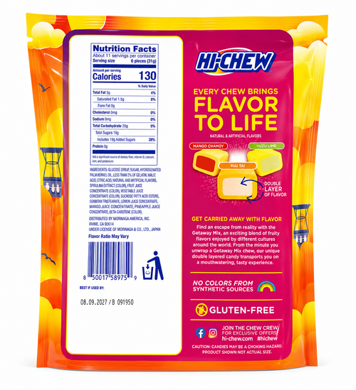 HI-CHEW Getaway Mix Tropical Fruit Chewy Candy Variety Pack – Mango Chamoy, Mai Tai & Yuzu Lime (11.65 oz)